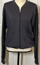 Champion Womens Zippered Jacket Activewear L, Smooth Soft Material NWOT Charcoal