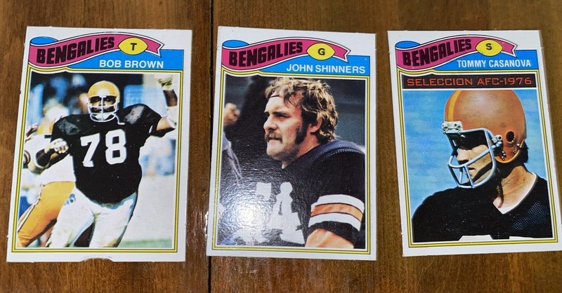 1977 Topps MEXICAN NFL Football Lot of 3 Cincinnati Bengals Players No Gum Stain