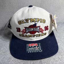 1996 Olympic Dream Team Champions White Navy SnapBack Hat Basketball NWT