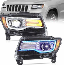 VLAND LED Headlights Fit For 2011 12 2013 Jeep Grand Cherokee WK2 Chrome Housing