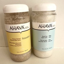 AHAVA Dead Sea Mineral Bath Salt Honey Herbal Muscle Soothing 16 oz New 2 Bottle