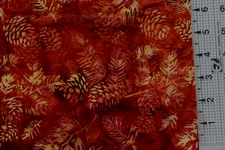 Rust red Pine cones BATIK cotton quilt fabric  FQ Hoffman