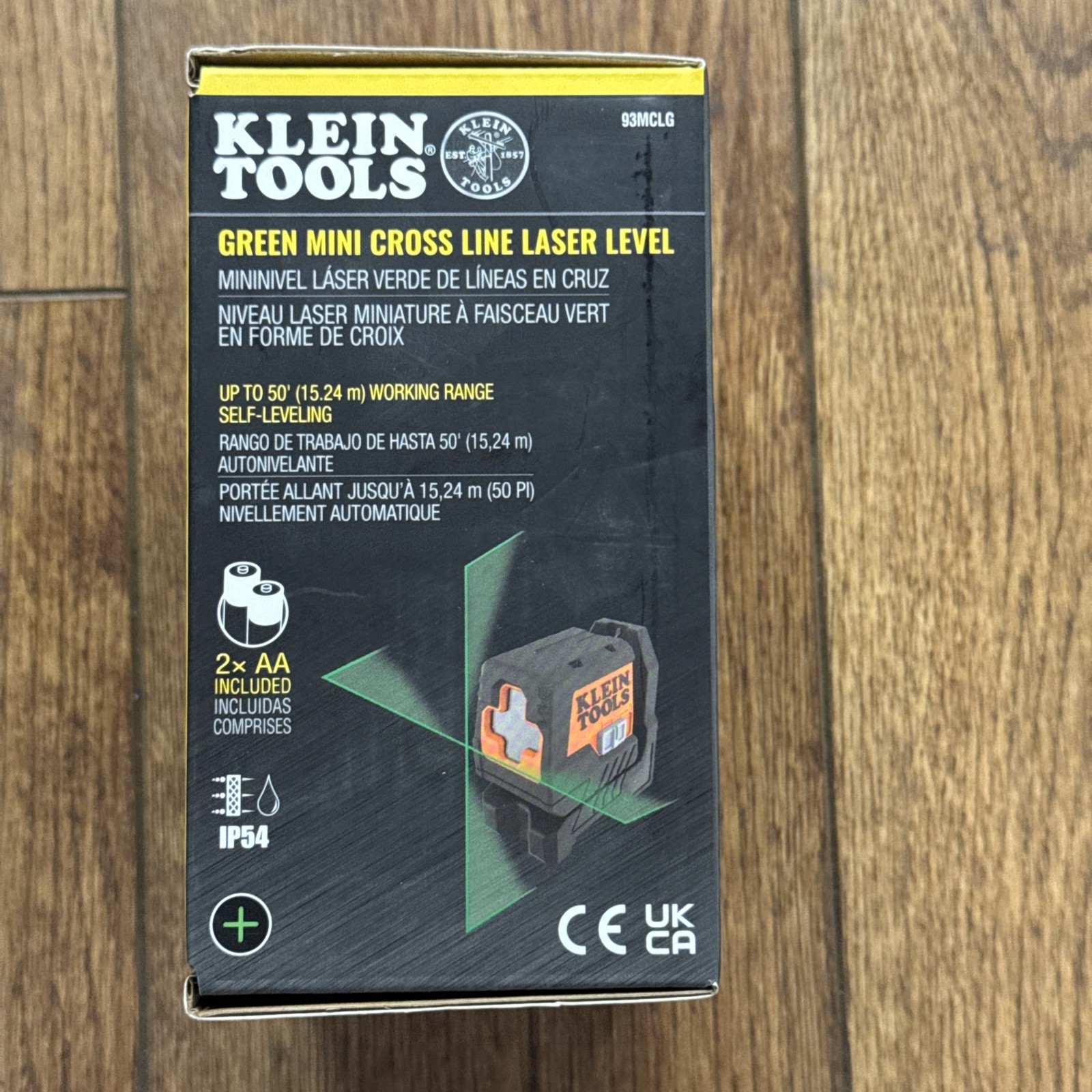 Klein Tools 93MCLG Green Mini Cross-Line Self-Leveling Laser Level, 50-Foot, NEW