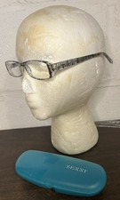 Zenni Black/Gray Striped Full Rim Rectangle Eyeglasses Frame Flex Hinge W/Case