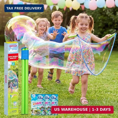 SYNCFUN 4 Pcs Giant Bubble Wand, 1 Big Bubble Wand Set with 3 Packs 33X Super Co
