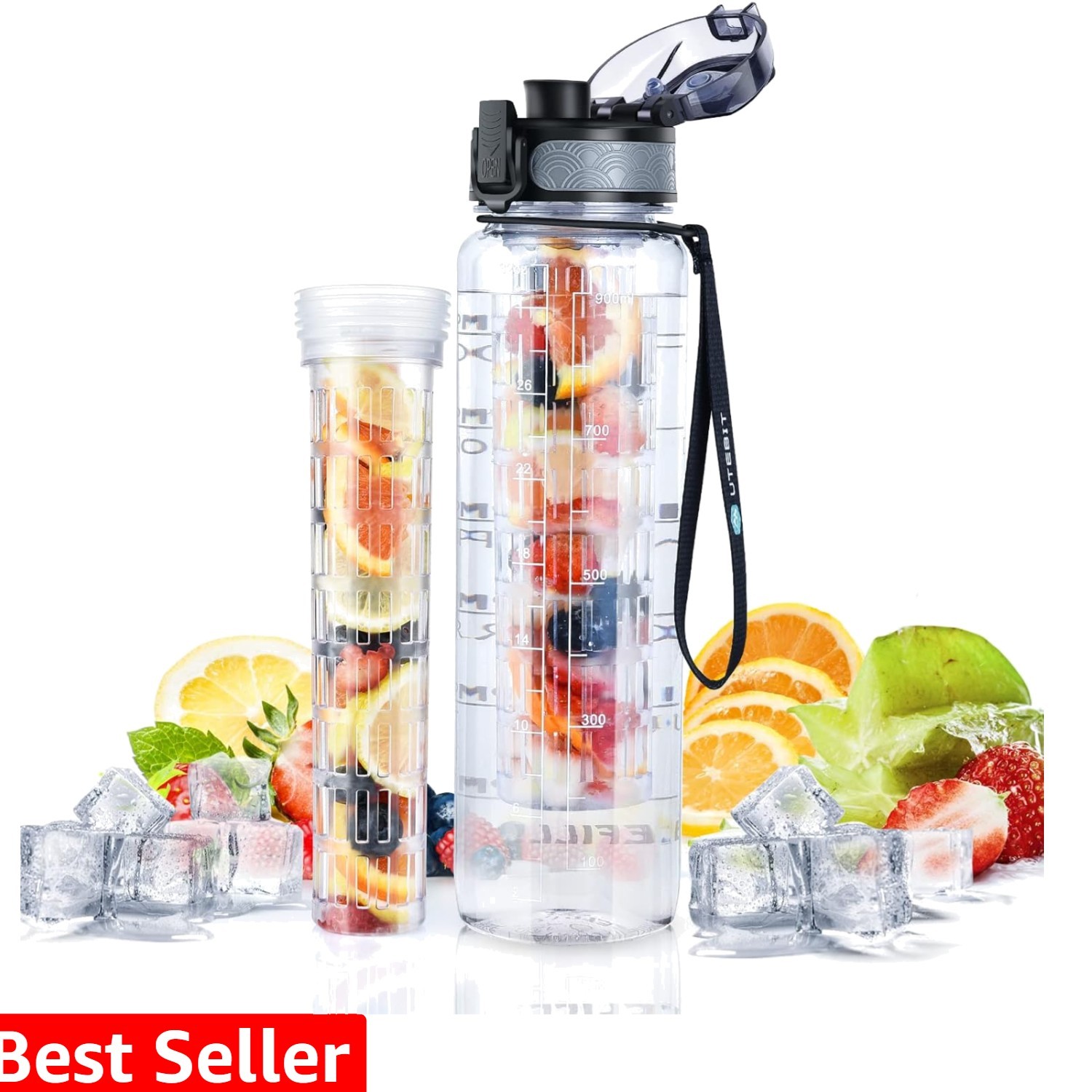 , Insulated Sports Water Bottle With Straw, 1...