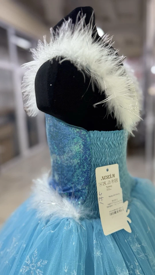 girls elsa frozen dress- Tutu Dress With Fur, Rare Find - Image 3 of 4
