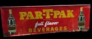 VINTAGE ORIGINAL 1940'S DRINK PAR-T-PAK BEVERAGES NEHI METAL SIGN 54" X 18"