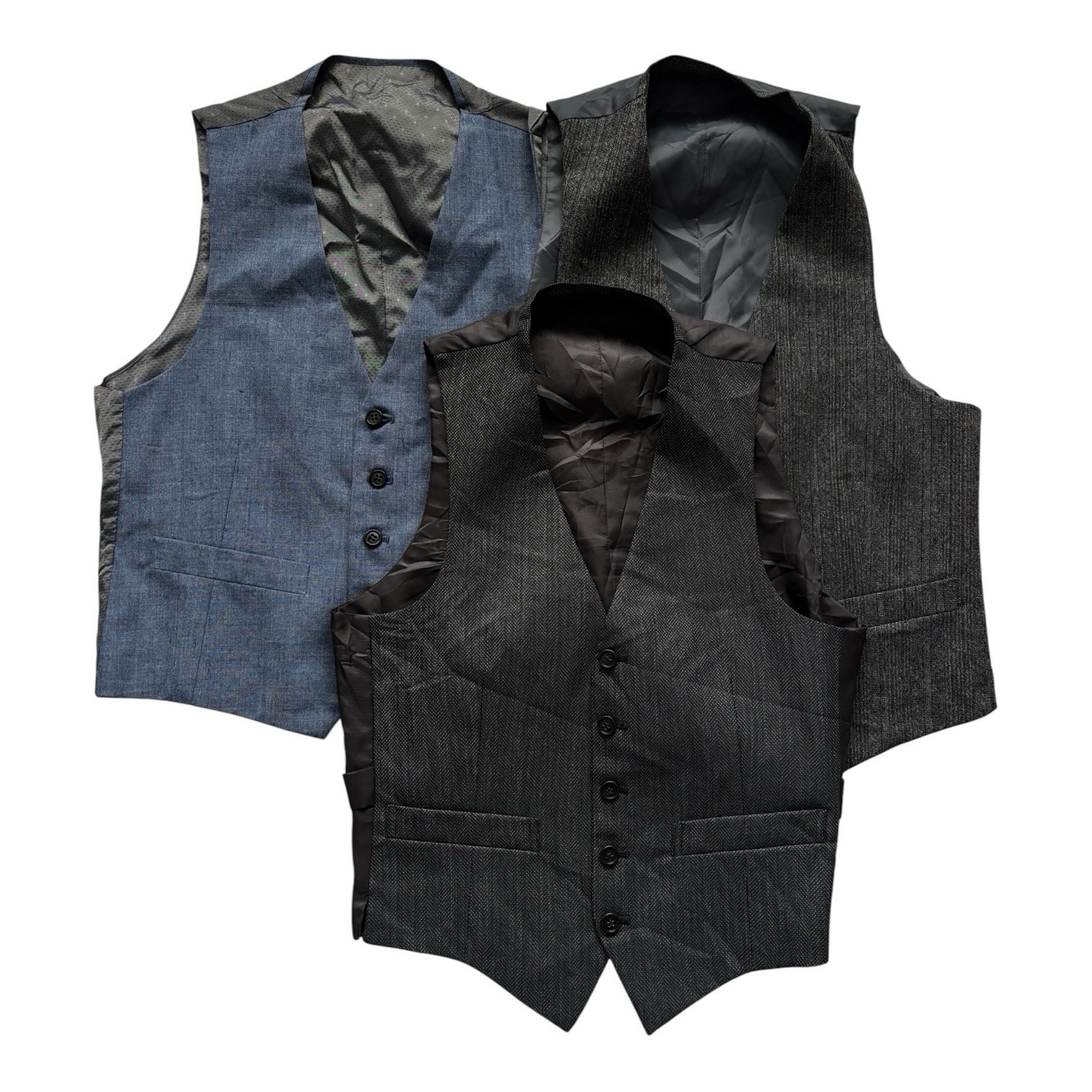 Set of 3 Vintage Waistcoats Size X Small 34 Inch 70s 80s Retro Bundle Ref31