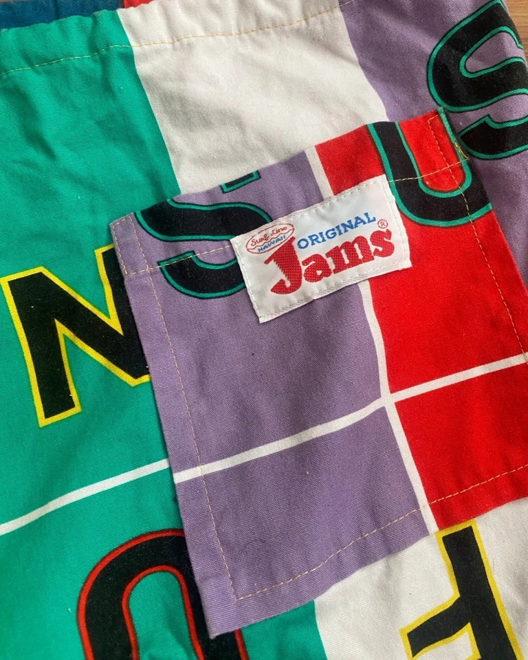 VTG 80s Surf Line Hawaii Original Jams World swim Shorts OVER PRINT L Vintage - Image 2 of 4