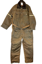 Vintage Sears Work Leisure Coveralls Mens Large Brown Insulated Quilted Belt 70s