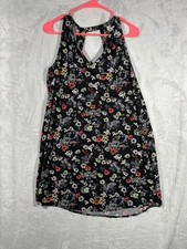 Old Navy Womens Black Sleeveless Floral Dress L Large Keyhole Back Lightweight