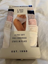 Lucky Brand Ladies' Hi Cut Underwear, 5 Pack light Multicolored, Large 12-14 NWT