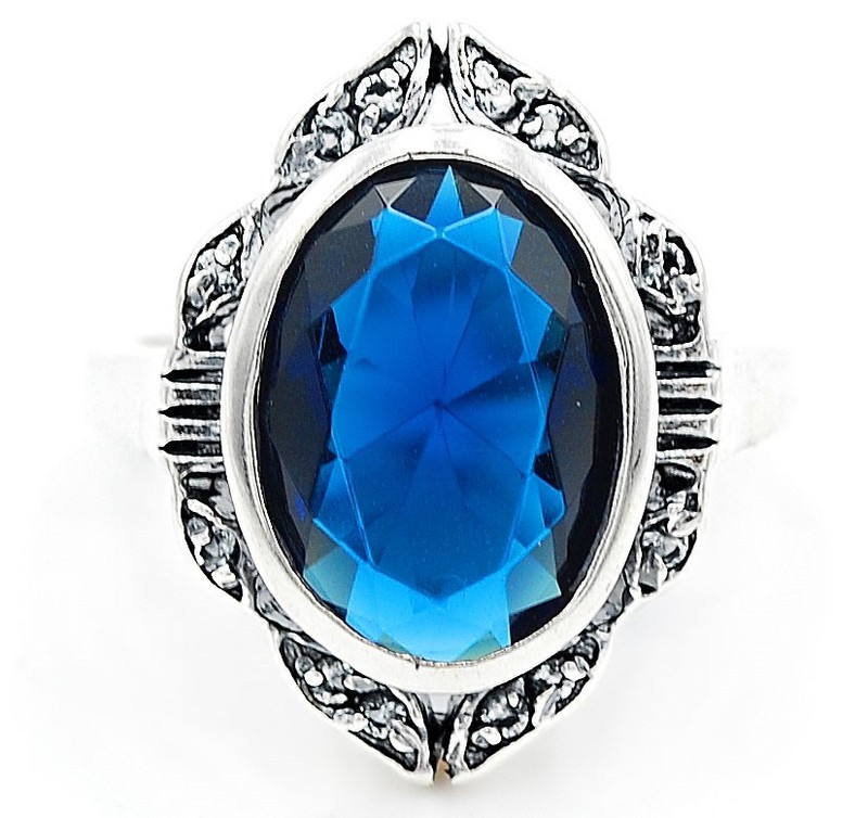 8CT Heat Treated Kyanite 925 Sterling Silver Art Deco Ring Sz 6 F6-3