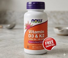 NOW Vitamin D3  K2 Capsules, 1,000 IU / 45 mcg Non-GMO - 120 Count