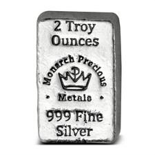2 oz Monarch Hand Poured Silver Bar (New) 84.25 per troy oz
