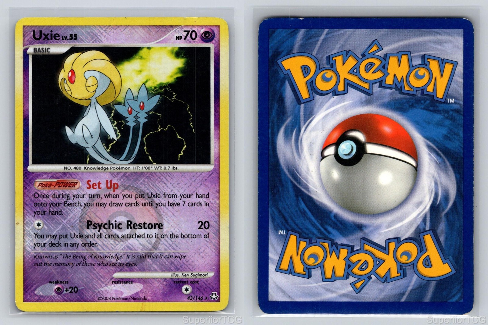 Uxie 43/146 Rare Legends Awakened Pokemon Reverse Holo Lightly Played