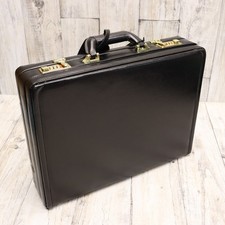 Tassia Attache Locking Briefcase Bonded Leather Expanding Executive Laptop Case
