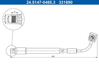 ATE Bremsschlauch 24.5147-0465.3 M10X1,5 FüR Opel Mokka J13 _76 4X4 LPG Cdti AWD
