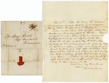 LIBERIA 1840 LETTER from GOVERNOR THOMAS BUCHANAN via NY SHIP to BEN COATES USA