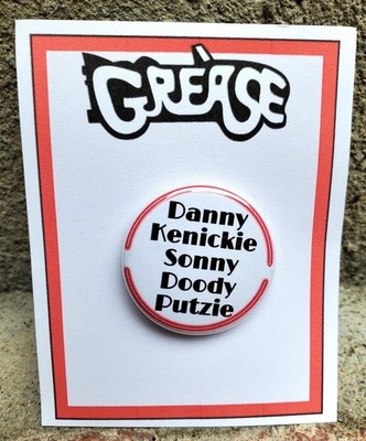 GREASE ''Burger Palace Boys Names'' Metal Pinback Button