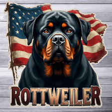 Rottweiler Sticker Vinyl Decal American Flag Patriotic Guard Dog Art