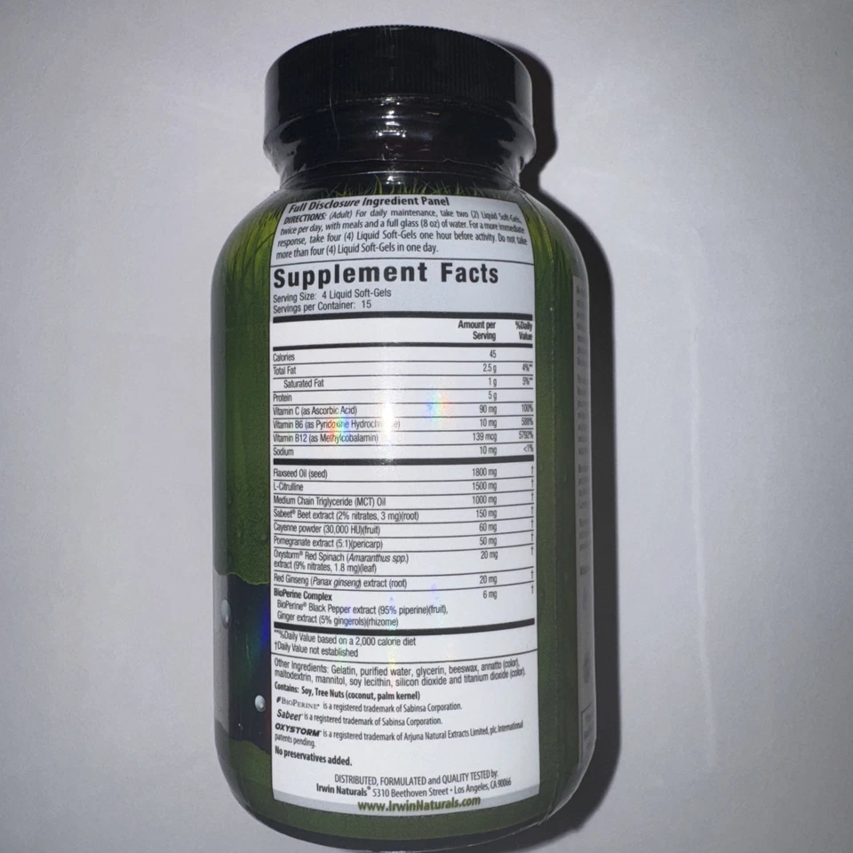 Irwin Naturals Remolacha Raíz ROJO Max-Conversión 60 Cápsulas Blandas Líquidas Exp 12/2026 Foto 2 de 4