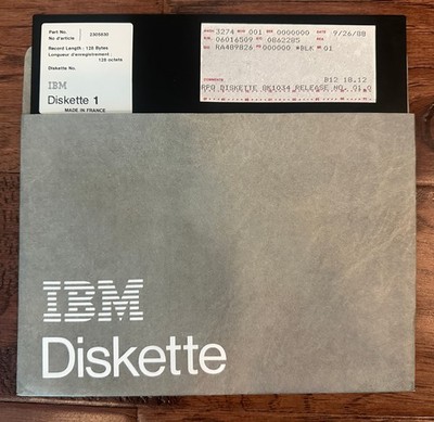 Vintage IBM 8'' 3274 Config Diskette | One Disk w/Sleeve