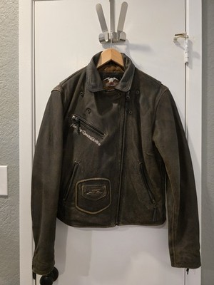 Harley-Davidson Women's Medium Distress Vintage Brown Billings Leather Jacket.