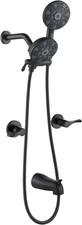 Matte Black 2-Handle Shower Faucet Set with Tub Spout Shower Head