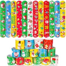 Max Fun 48pcs Christmas Slap Bracelets Party Favors Toys Small, Multicolored