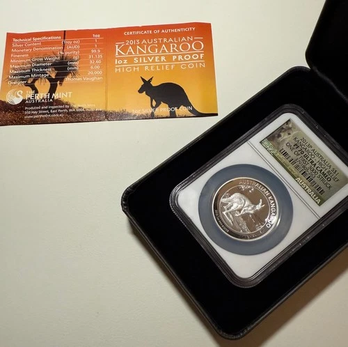 2013-P Australia Silver $1 Kangaroo High Relief NGC PF70 UCam with OGP