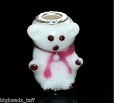 A handmade lampwork bear bead 22mm with big 5mm hole fit thick cord or chains