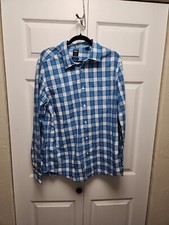 Hugo Boss Button Shirt White Blue Check Long Sleeve Mens XL 24.5x30.5