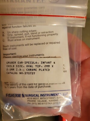 NEW gruber ear specula 2mm Infant And Child Size Fisherman 