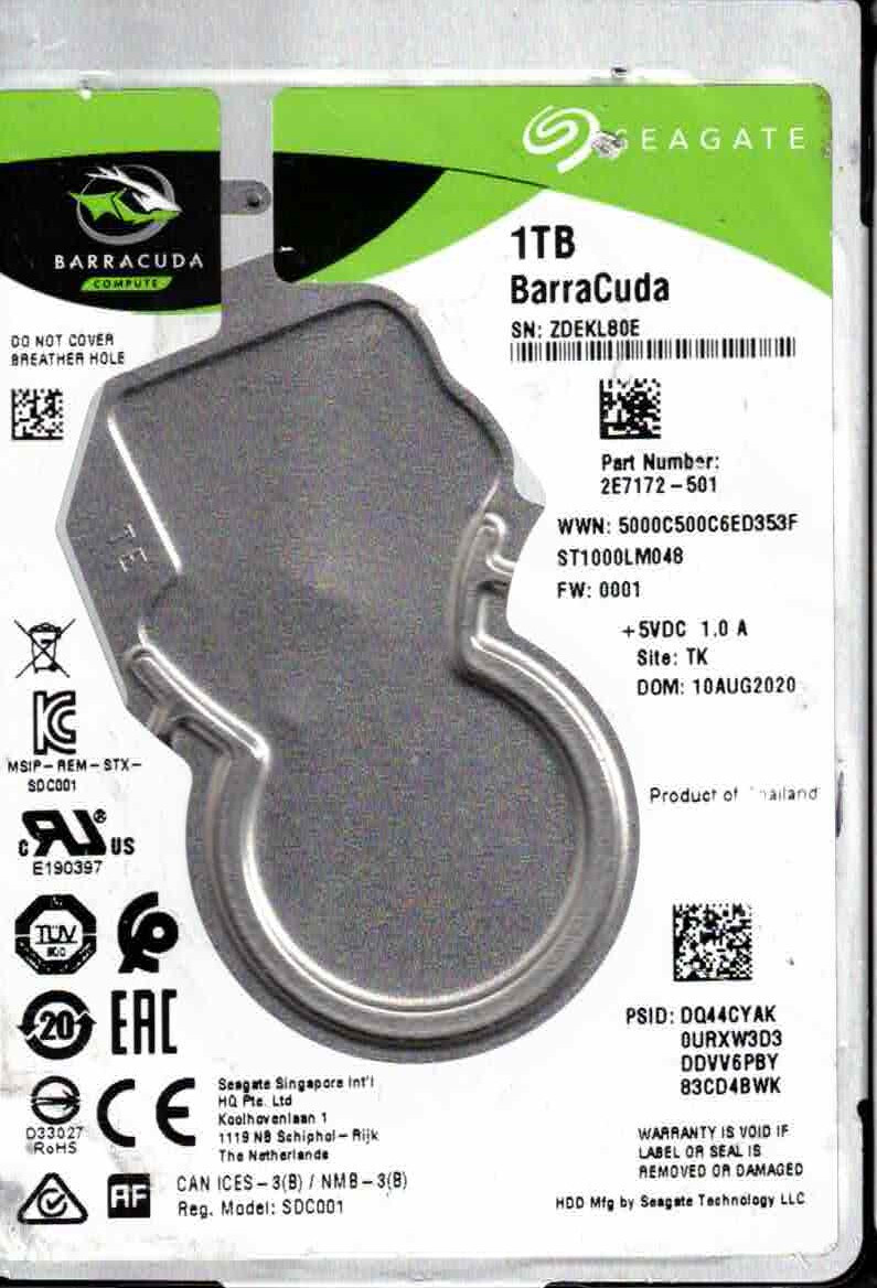 ST1000LM048, 2E7172-501, 0001, TK, ZDE SEAGATE SATA 1TB MAY | eBay