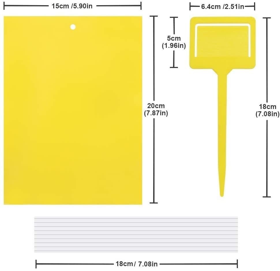 20-Pack Dual-Sided Yellow Sticky Traps for Flying Plant Insect Such as Fungus Gn