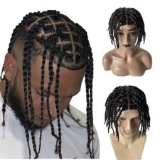 Twist Braids Toupee 8x10 Full PU Topper Hairpiecie for Black Men Human Hair