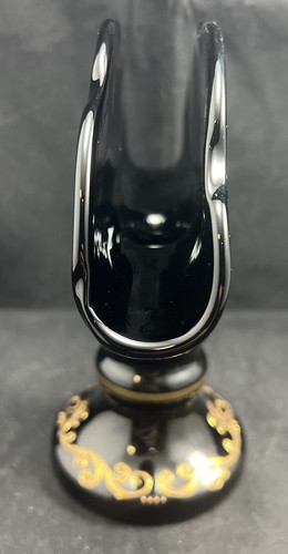Portaserpinas de vidrio artístico negro bohemio checo Egermann esmalte de oro 24 K - Imagen 3 de 9