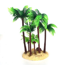 2pcs Aquarium decorations simulated plastic beach coconut tree ornament