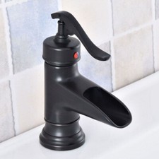 Black Oil Rubbed Brass Basin Faucet Waterfall Bathroom Sink Cold Hot Taps 2sf623