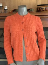 Vintage 60's Rust Orange Cardigan Sweater, Union Made, Orlon Acrylic, Size M