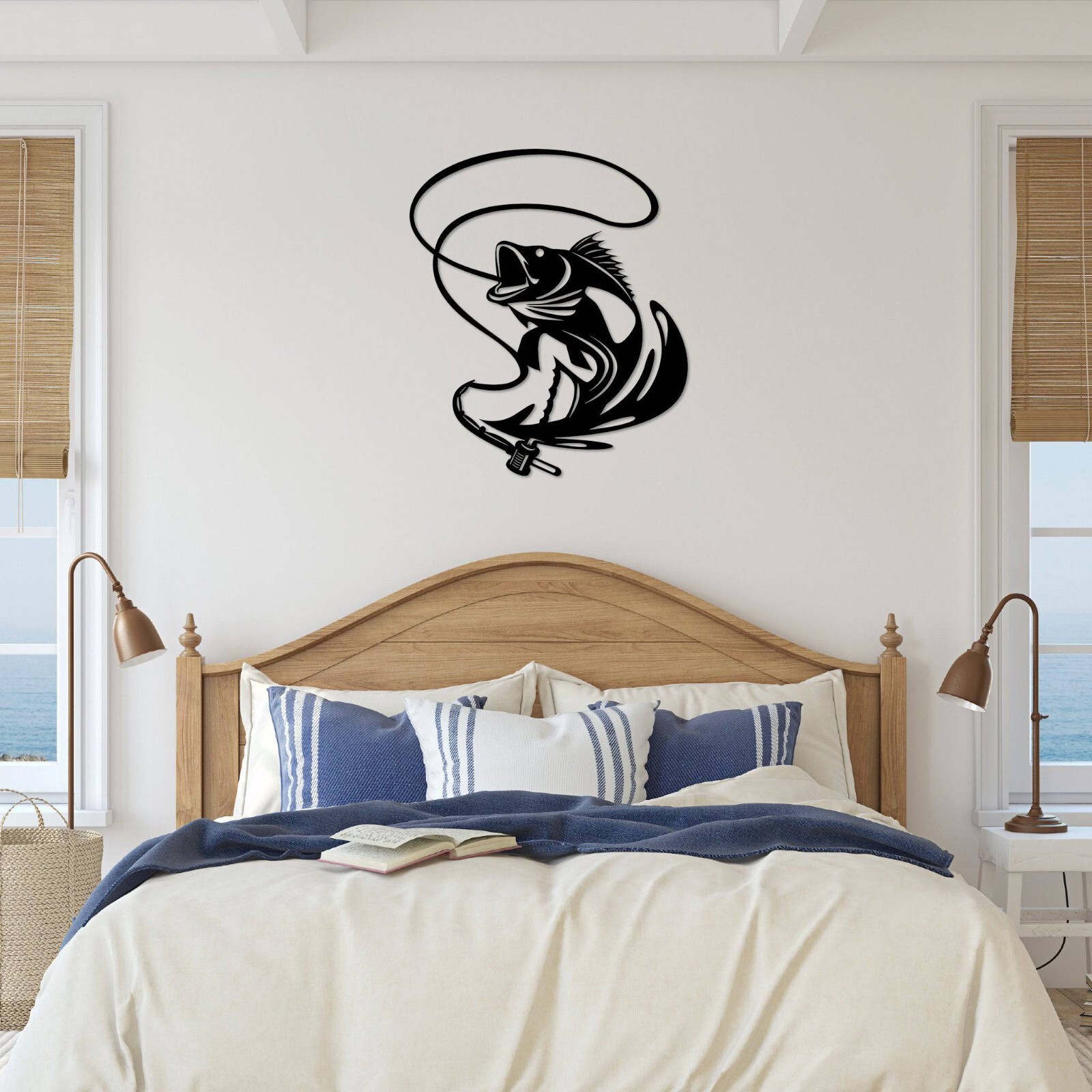 3D Metal Acrylic Silhouette Wall Art USA Jumping Walleye Home Decor