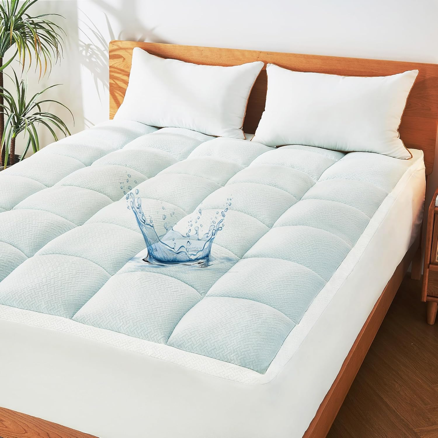 Memory Foam Mattress Topper Full, Cooling Mattress Pad Full, Pillow Top Waterpro