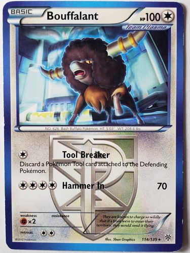 Bouffalant 114/135 PL - RARE Non Holo Plasma Storm Pokemon Card