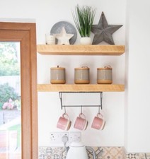 Rustic Pine Floating Shelf, 18cm Deep x 5cm thick, Free Floating Brackets