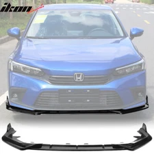 Fits 22-24 Honda Civic 11th Gen 3PCS Front Bumper Lip Spoiler PP Gloss Black