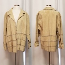 Vintage Outbrook Dead Stock Leather And Knit Leather Tassel Tie Front Jacket 3x