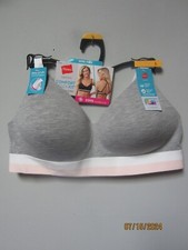 Hanes Signature Women's Comfort Flex Fit Gray Stripe Wire-Free Bra Size L