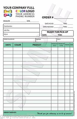 100 Color Carbonless Customized Job Pick Up Repair Work Order Form